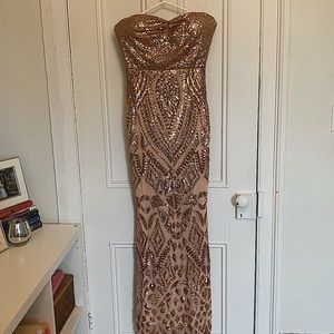 Rose Gold- Sequin Bridesmaid Dress- strapless